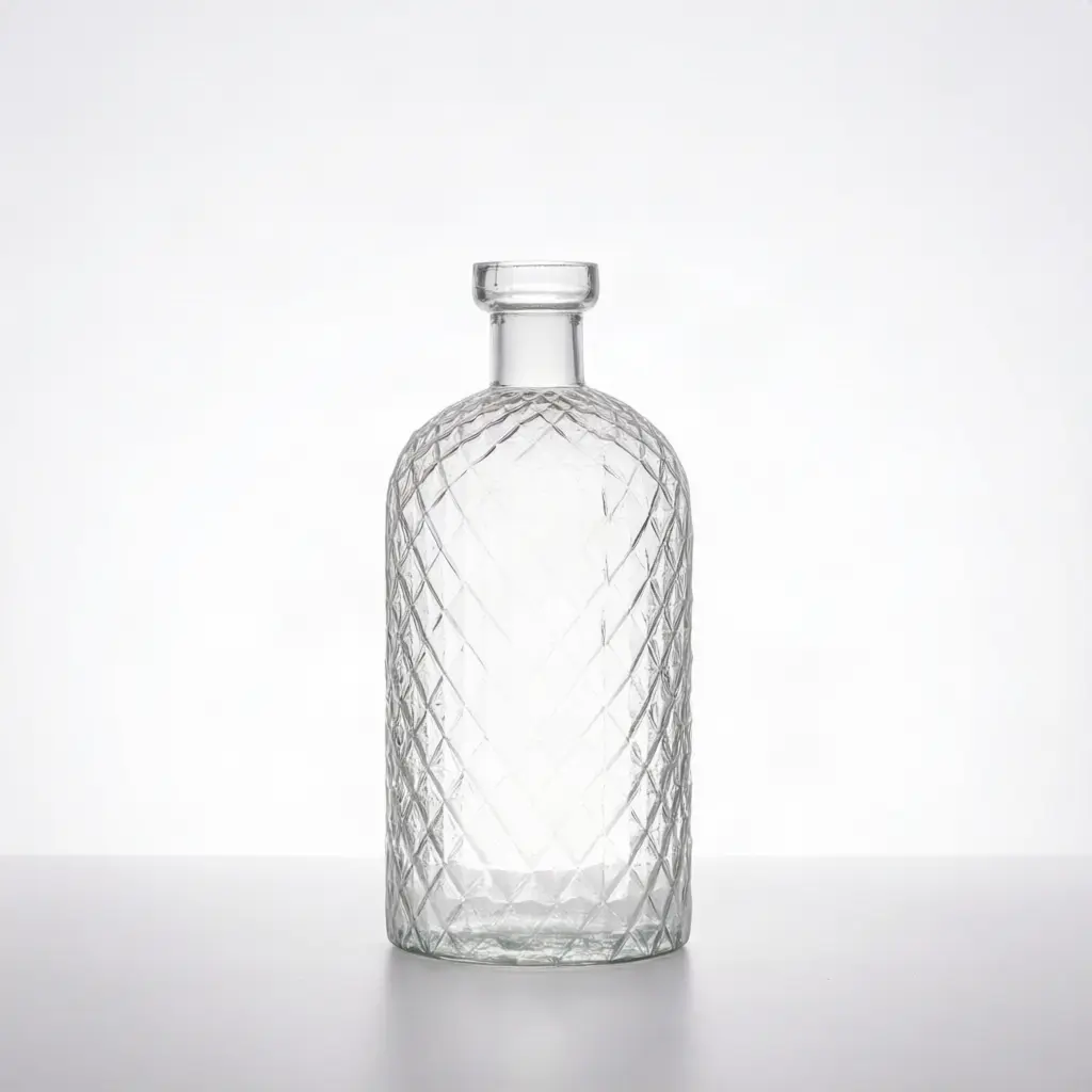 Diamond Cut Clear Glass Bottle Vase