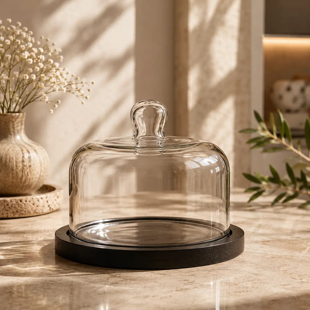 Classic Glass Cloche with Black Base