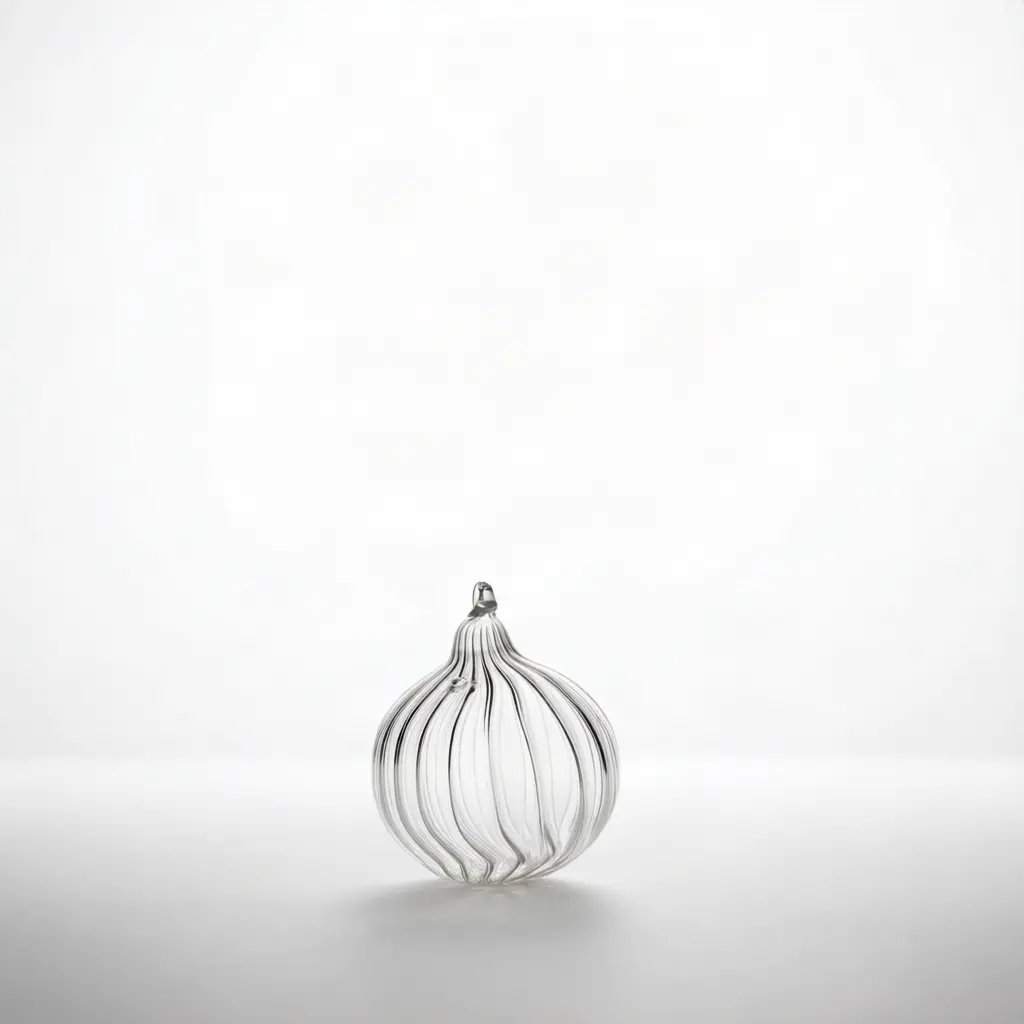 Clear Ribbed Onion Glass Ornament