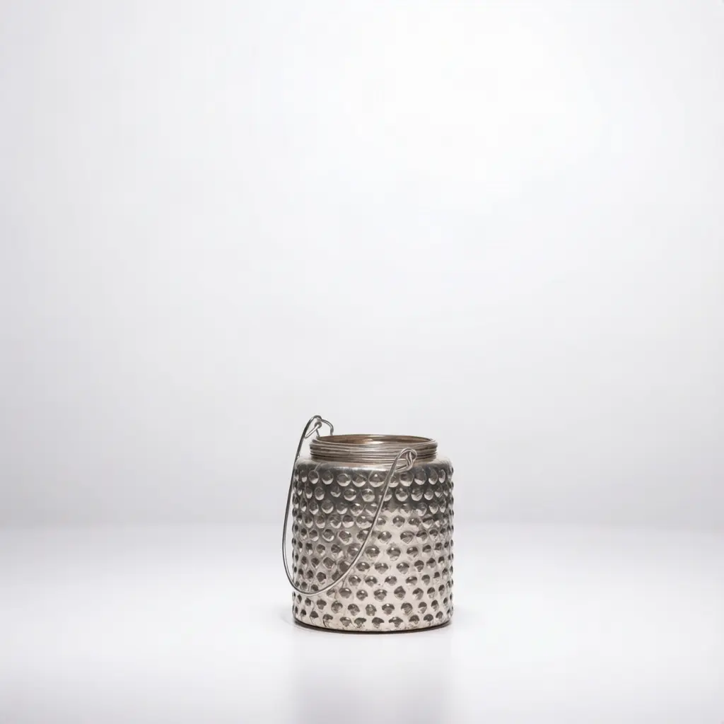 Anique Siver Texture Glass Lantern