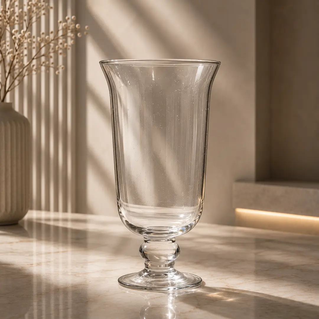Clear Pedestasl Hurricane Glass Vase