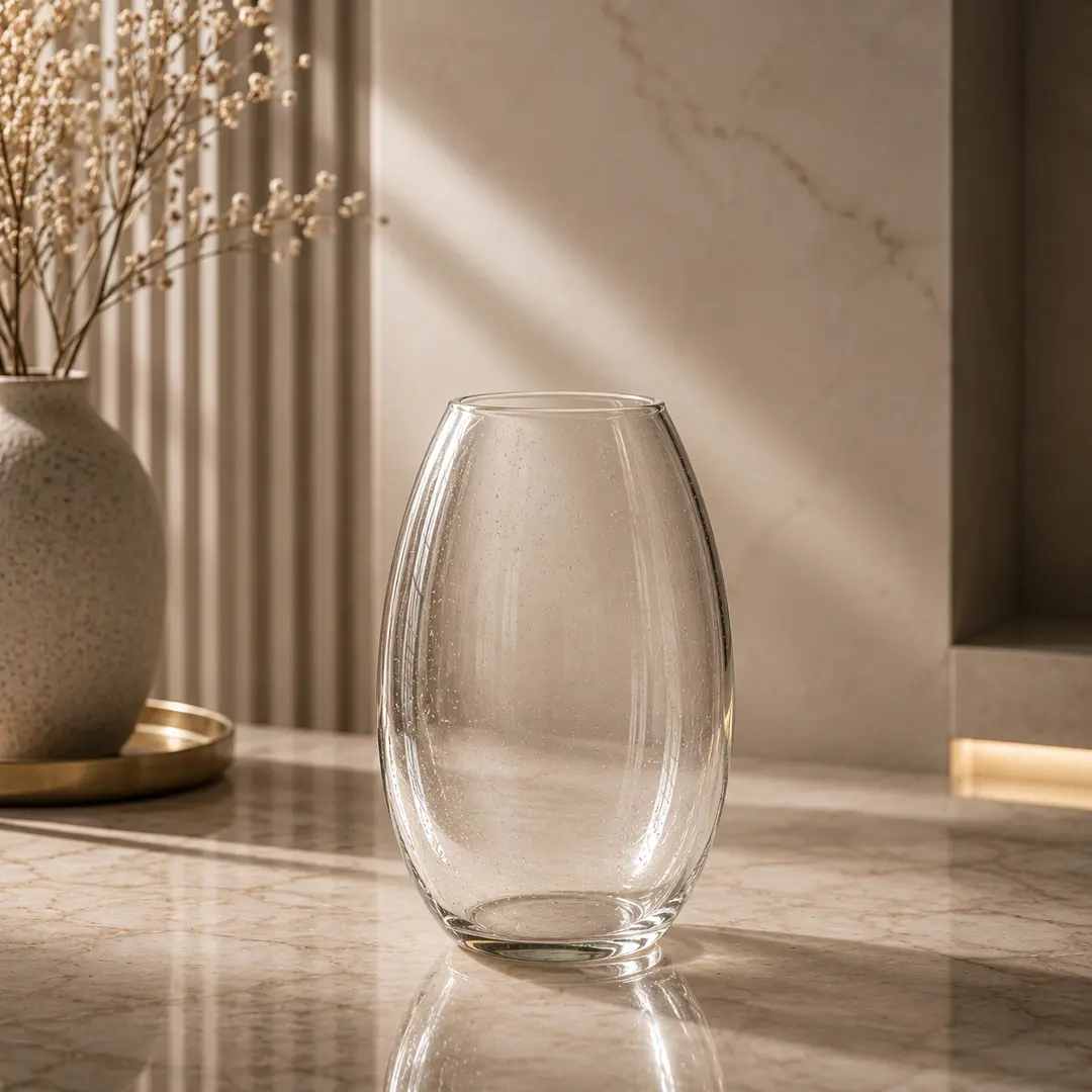 Clear Oval Glass Vase