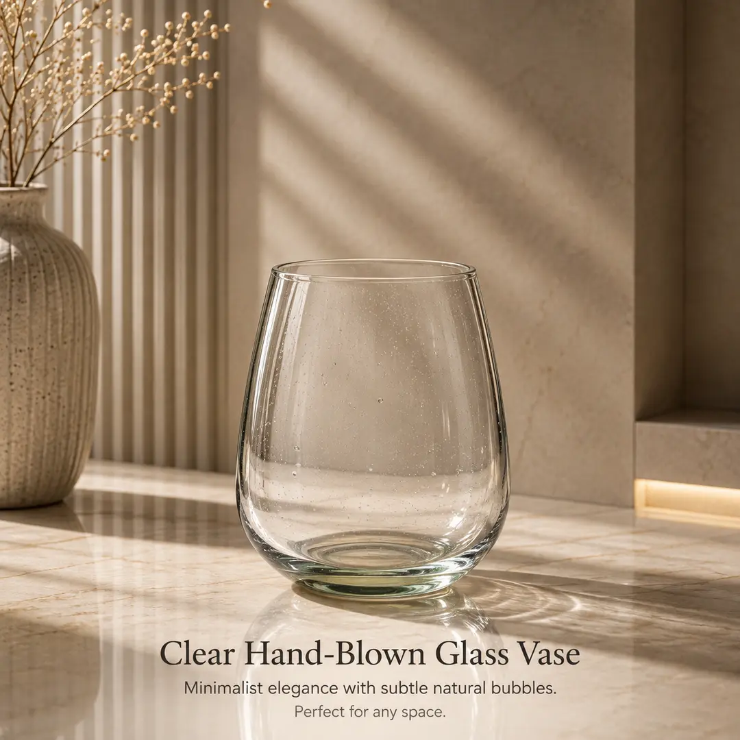 Clear Rounded Glass Vas