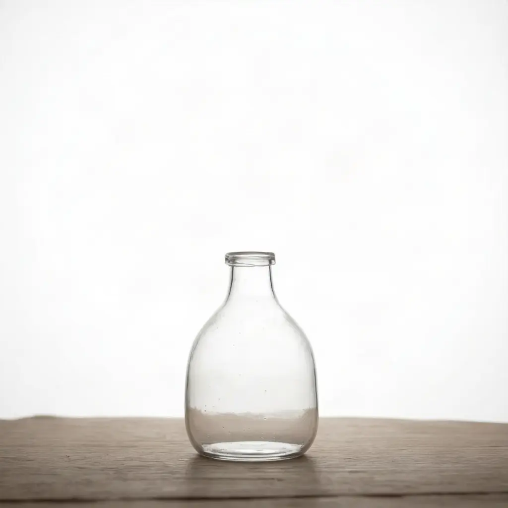 Clear Glass Vase with Narrow Neck