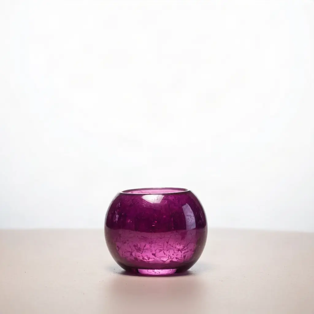 Amethyst Crackle Glass Round Vase