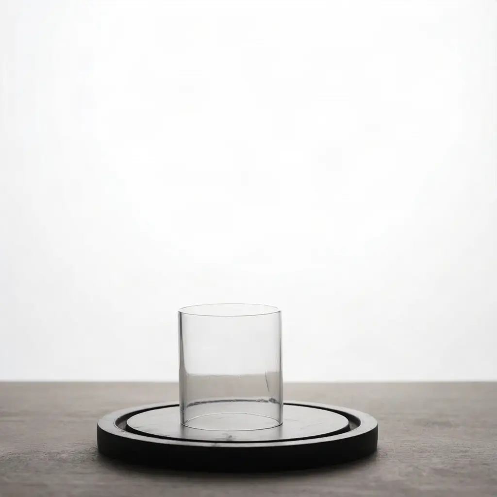 Clear Glass Cylinder Candle Hurricane with Black Base