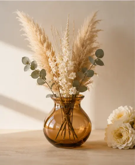 Amber Bulb Glass Vase