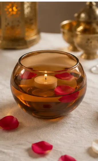 Amber Round Glass Bowl