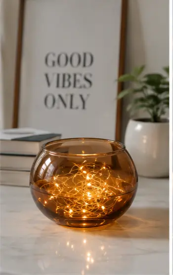 Amber Round Glass Bowl